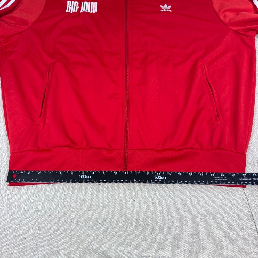 Adidas Track Jacket Mens 2XL Red Big Loud Records Trefoil Full Zip Striped - Picture 6 of 8